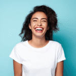 A woman hides storms