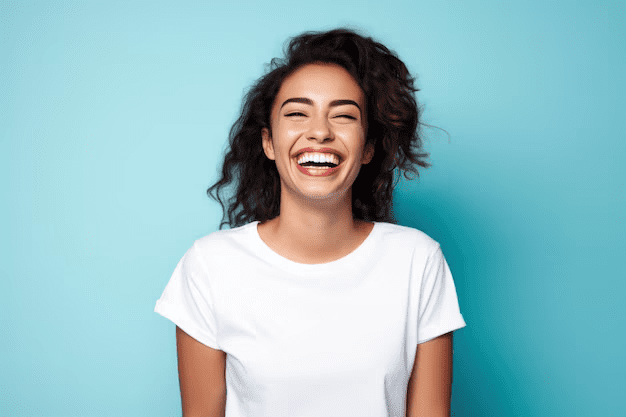 A woman hides storms