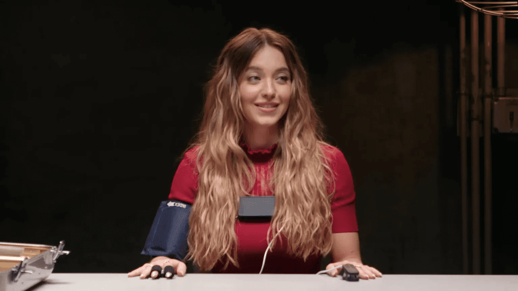 Sydney Sweeney lie detector test, Sydney Sweeney cosmetic surgery rumors, Sydney Sweeney Marilyn Monroe gown, Sydney Sweeney The Housemaid premiere, Sydney Sweeney Vanity Fair interview, Sydney Sweeney body positivity comments, Sydney Sweeney aging gracefully quote, Sydney Sweeney Amanda Seyfried interview, Sydney Sweeney white gown red carpet, Sydney Sweeney UK release The Housemaid,