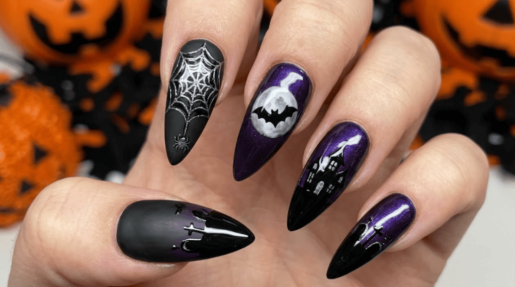 Halloween nails, spooky nail art, cute Halloween nails, pumpkin nail designs, ghost nail ideas, spiderweb manicure, black cat nails, blood drip nails, skull nail art, witch inspired nails