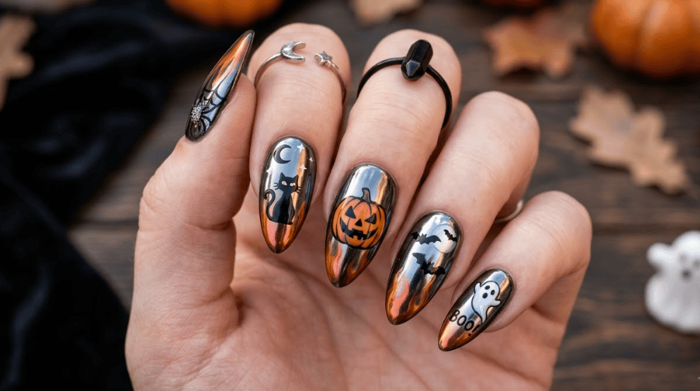 Halloween nails, spooky nail art, cute Halloween nails, pumpkin nail designs, ghost nail ideas, spiderweb manicure, black cat nails, blood drip nails, skull nail art, witch inspired nails