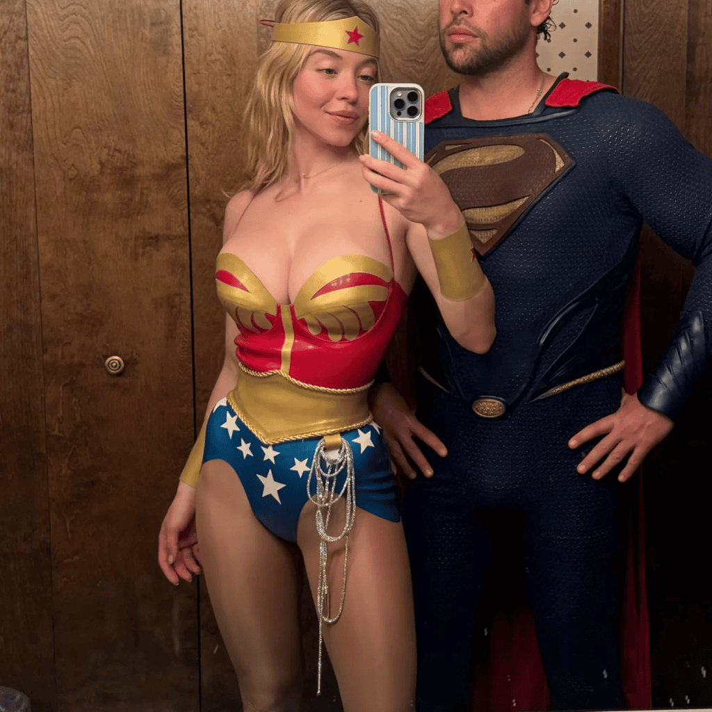 Sydney Sweeney Wonder Woman, Sydney Sweeney costume, Sydney Sweeney Instagram, SYRN lingerie, Sydney Sweeney birthday, celebrity fashion news, viral celebrity photoshoot, Hollywood star style, trending celebrity outfits, Sydney Sweeney superhero look