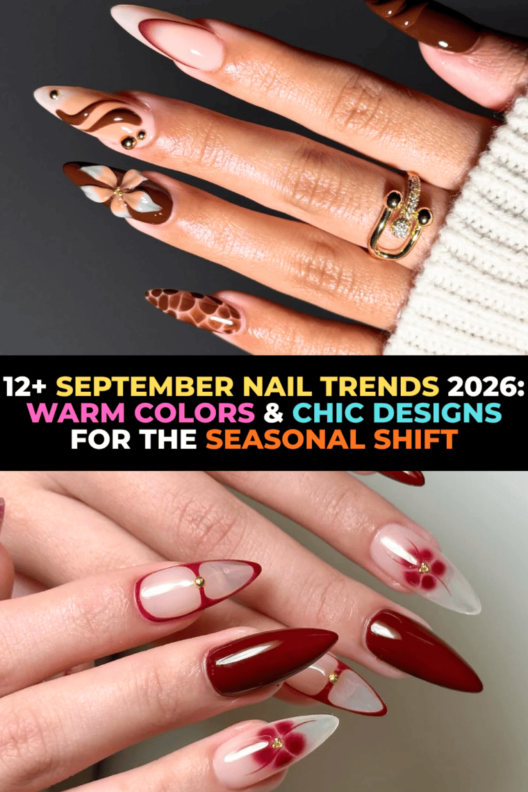 September nail trends 2026, fall nail colors, caramel nails, burgundy nails, olive green nails, dusty rose nails, chocolate brown nails, rust nails, cranberry nails, ombre nails