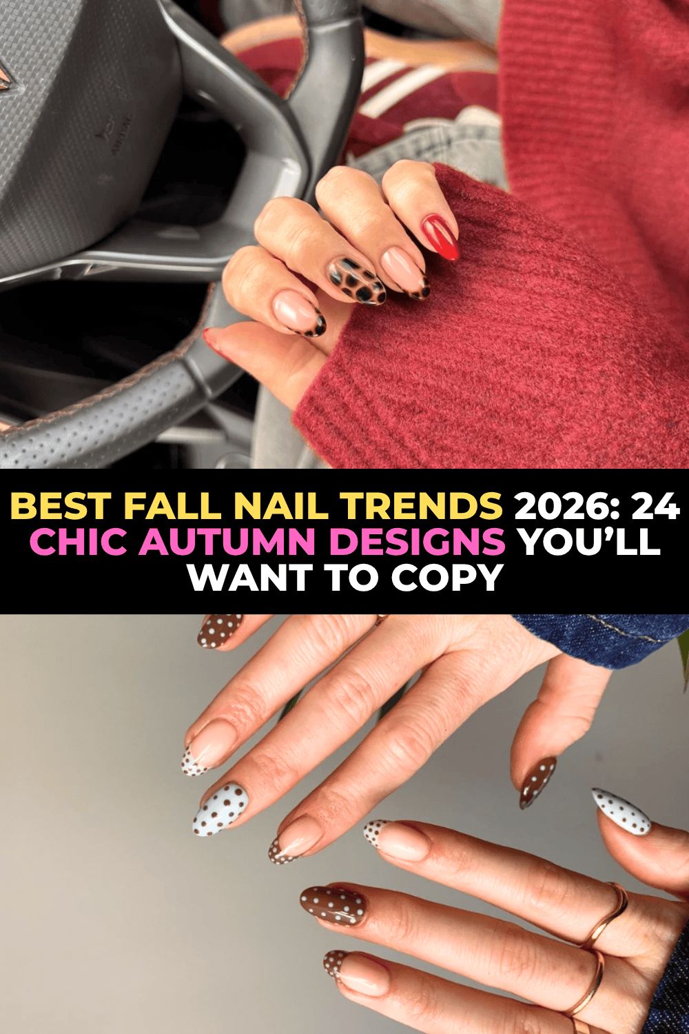 autumn nail designs 2026, fall manicure ideas, burgundy nails, tortoiseshell nails, plaid nails, chrome nails, floral autumn nails, cozy cabin nails, sage green nails, argyle nails