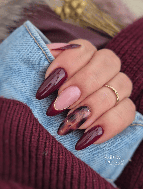 September nail trends 2026, fall nail colors, pumpkin spice nails, burgundy fall nails, chocolate brown manicure, plaid nail designs, caramel glazed nails, olive green nails, tortoiseshell nails, velvet cat eye nails